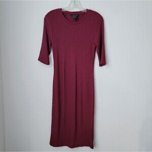 A/X ARMANI EXCHANGE Burgundy Bodycon Midi Dress Size Medium